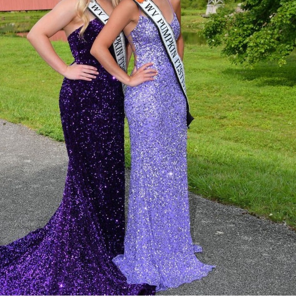 Rachel Allan Lavender Sequin Dress - Picture 3 of 7